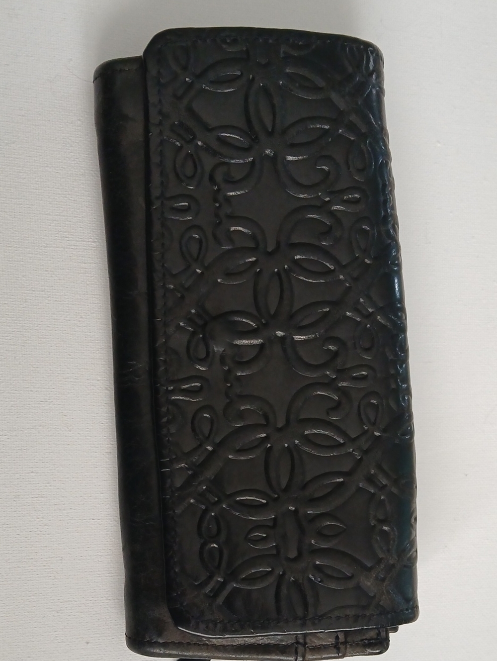Alex and Ani  "PATH OF LIFE" Black Embossed Leather Wallet. MADE IN USA GABRIEL